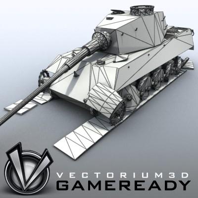 3D Model of Game Ready Low Poly King Tiger model - 3D Render 4